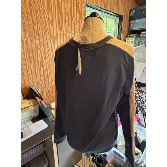 Adidas Sweatshirt womens Essentials Crewneck Logo Colorblock Blue & Tan NWT XL - Picture 7 of 11